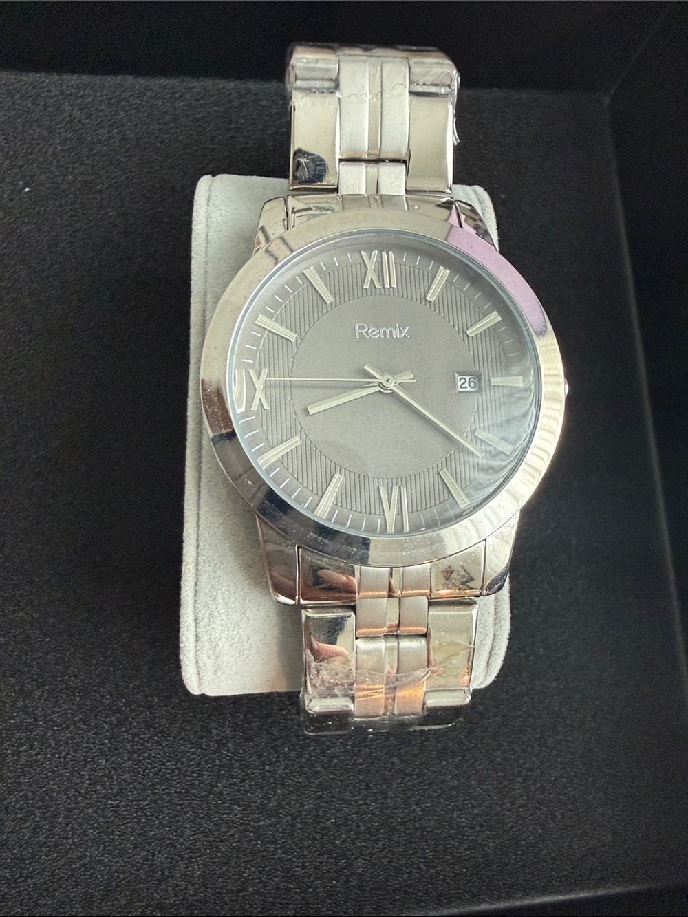 Men's Silver Stainless Steel Bracelet Watch with Date